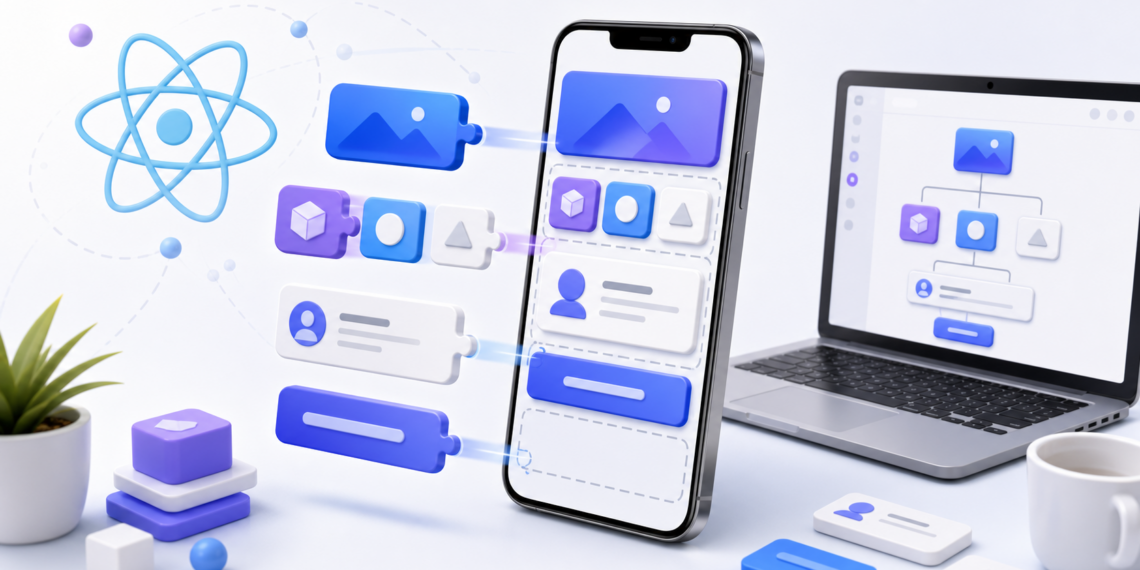 Minh hoạ component React Native như các khối giao diện tái sử dụng