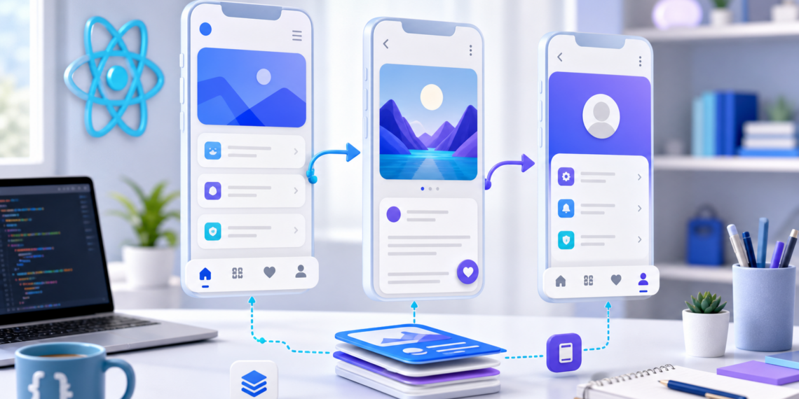 Minh hoạ điều hướng giữa các màn hình trong React Native bằng stack và tab