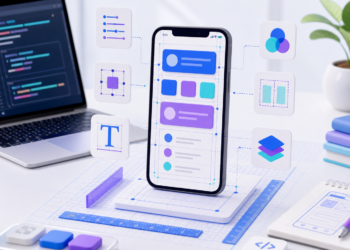 Minh hoạ style và layout trong React Native với màn hình mobile, spacing và typography
