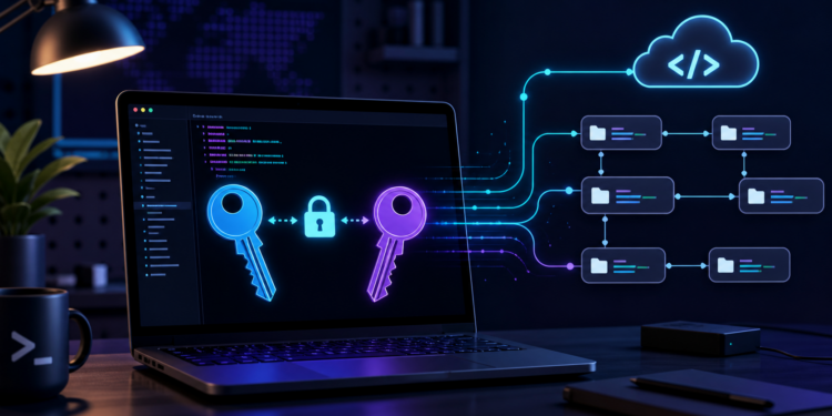Minh họa dùng SSH key để kết nối GitHub an toàn