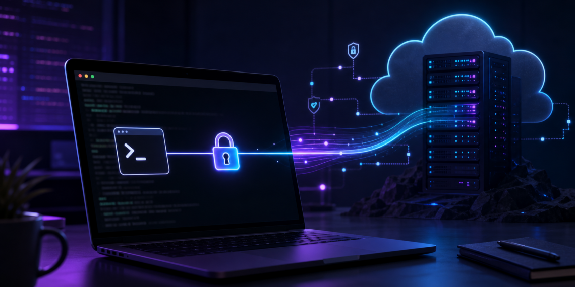 Minh họa kết nối SSH an toàn giữa máy lập trình viên và server