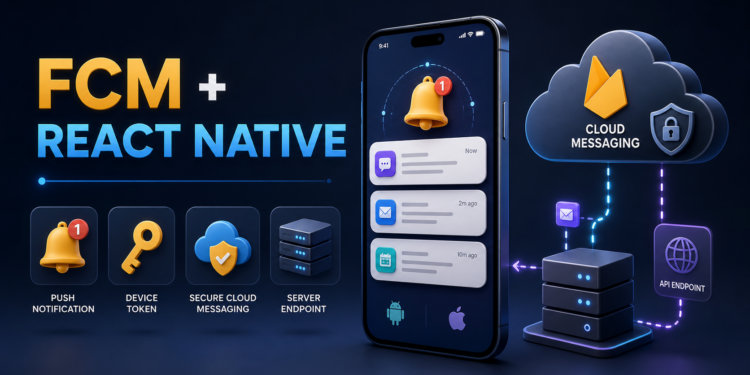 Minh họa Firebase Cloud Messaging gửi push notification tới ứng dụng React Native trên Android và iOS